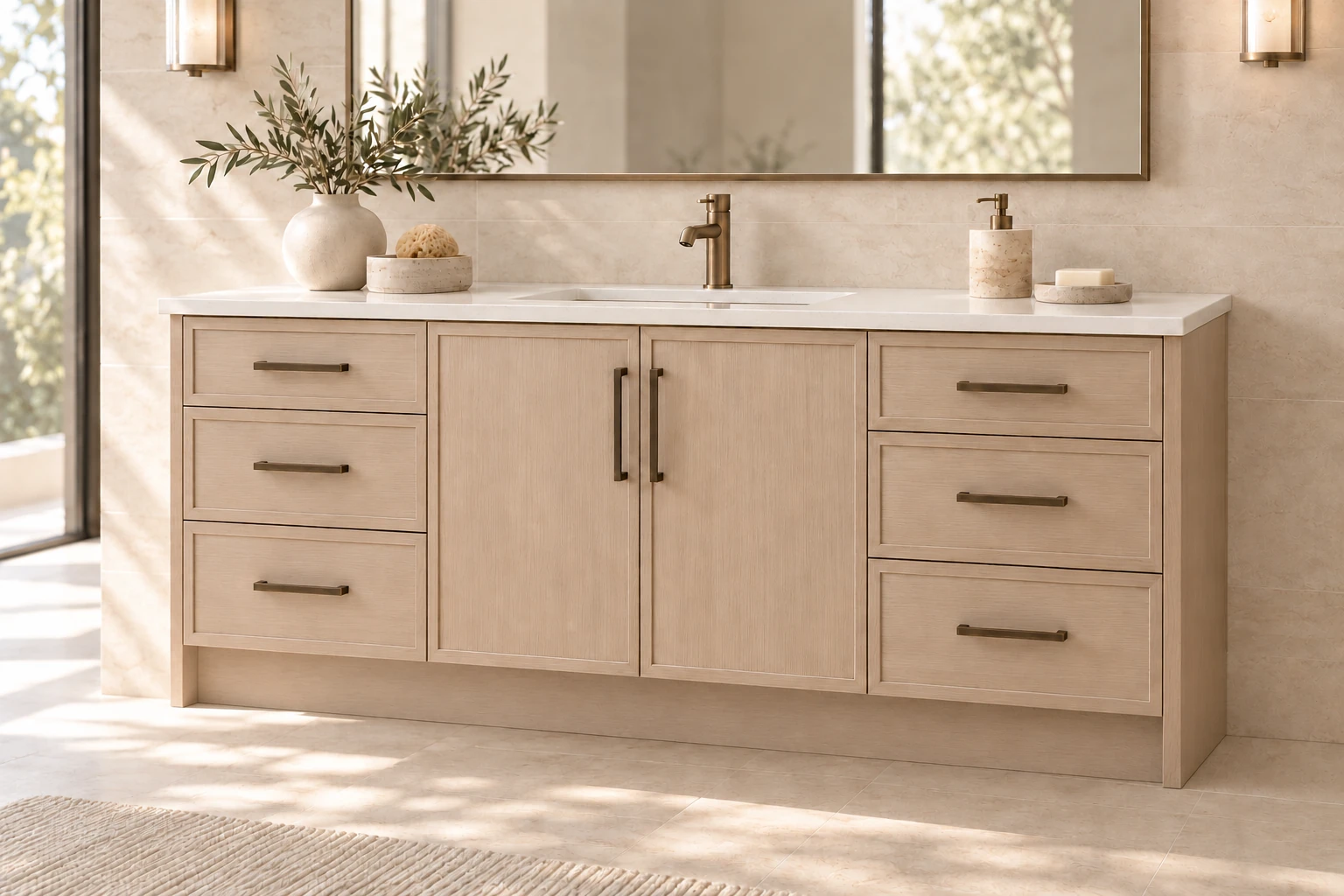 Bleached oak vanity concept used as the video preview cover